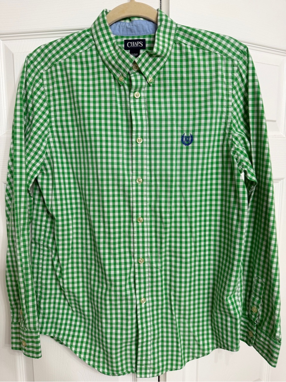 Chaps Green & White Gingham Button-Down Shirt